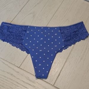 Victoria's Secret Royal Blue Lace Panties with White Dots